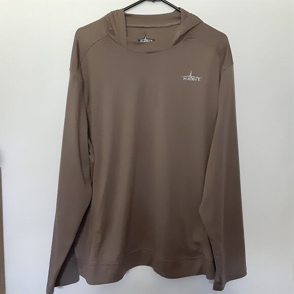 Habit Hoodie Shirt Mens XL Brown Performance Pullover Fishing Outdoor Stretch - Picture 1 of 8